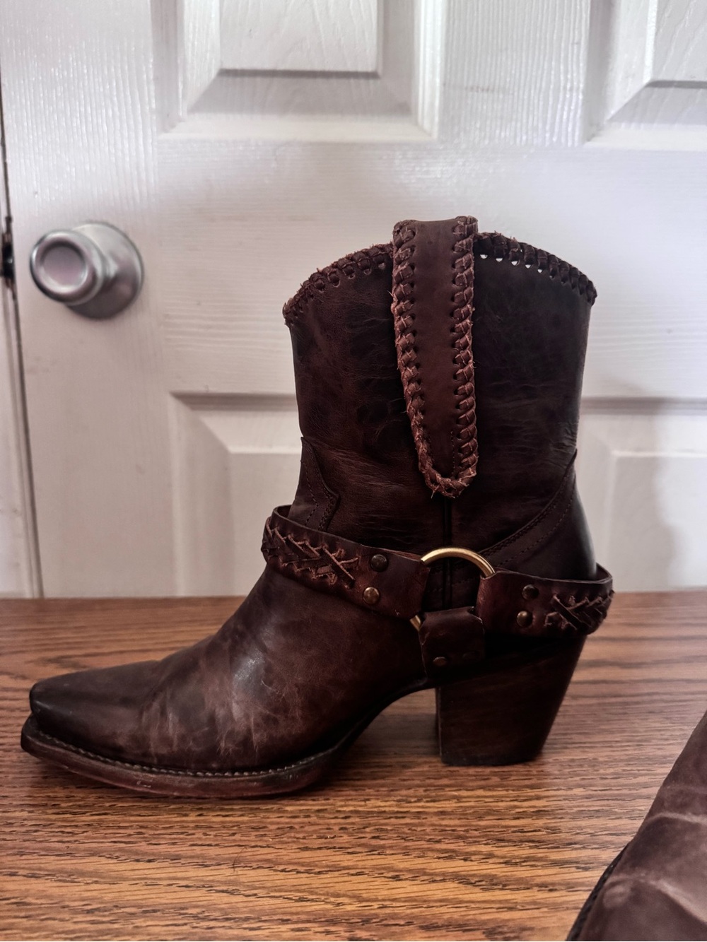 Cleo + Wolf Brown Leather Boots 6 Booties Distressed Western Cowboy